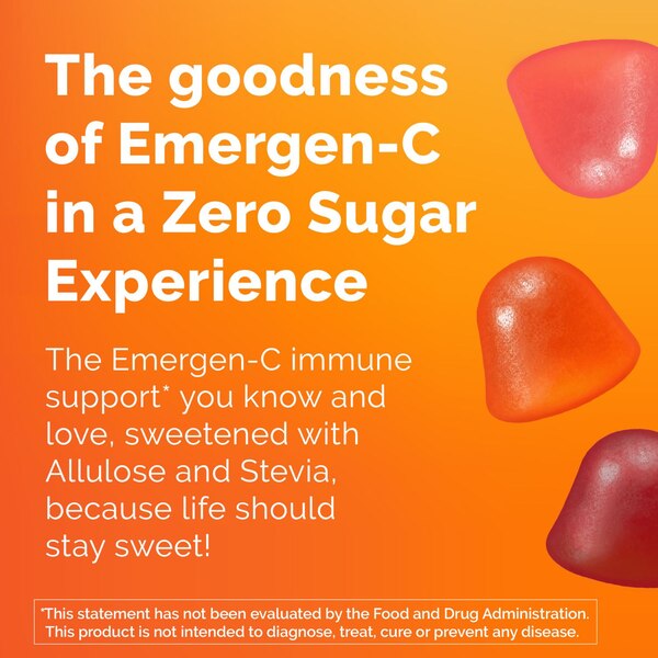 Emergen-C Zero Sugar Orange, Raspberry & Strawberry Gummies, 36 CT