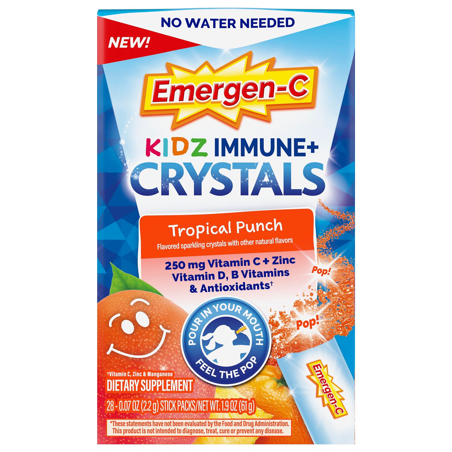 Emergen C Kids Immune+ Crystals Tropical Fruit, 28 CT