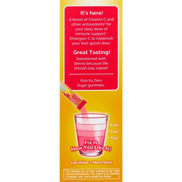 Emergen-C Zero Sugar Raspberry Lemonade Powder ,18 CT