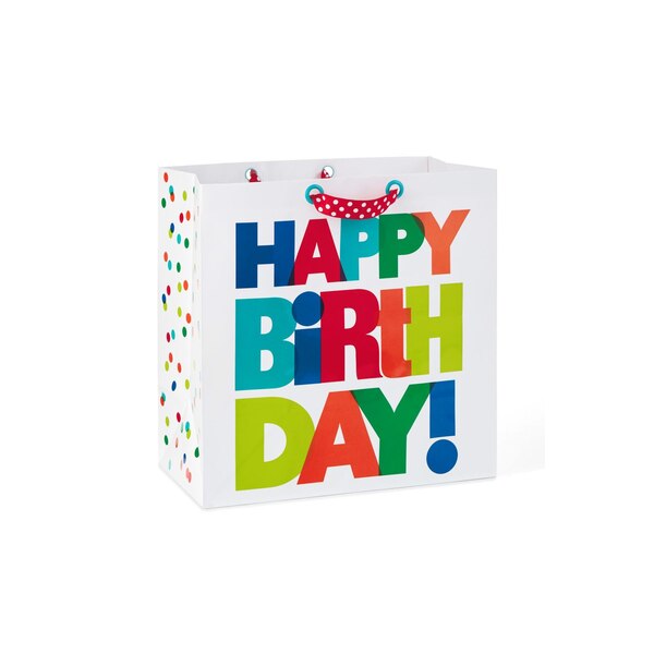 Hallmark Extra-Deep Gift Bag (Multicolor Happy Birthday on White)