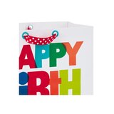 Hallmark Extra-Deep Gift Bag (Multicolor Happy Birthday on White), thumbnail image