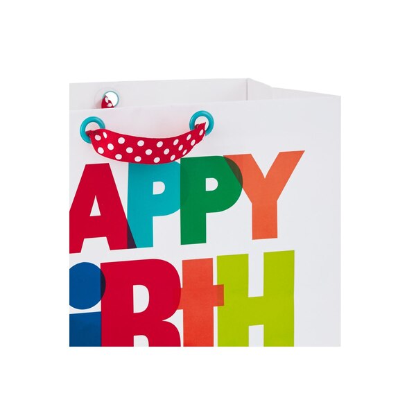 Hallmark Extra-Deep Gift Bag (Multicolor Happy Birthday on White)