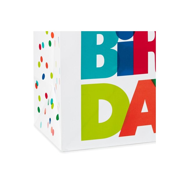 Hallmark Extra-Deep Gift Bag (Multicolor Happy Birthday on White)