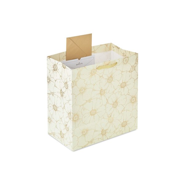 Hallmark Extra-Deep Gift Bag (Gold Flowers on Cream)