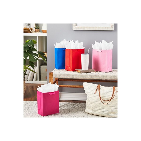 Hallmark 4-Pack Assorted Medium Gift Bag Bundle (Solid Colors)