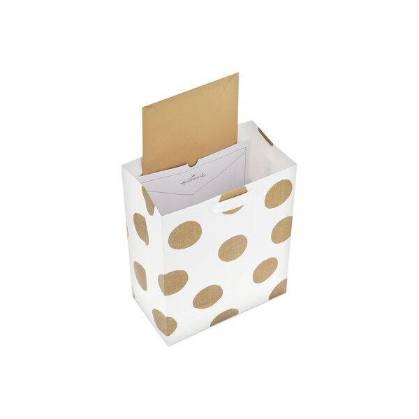 Hallmark Medium Gift Bag (Metallic Gold Dots on White)
