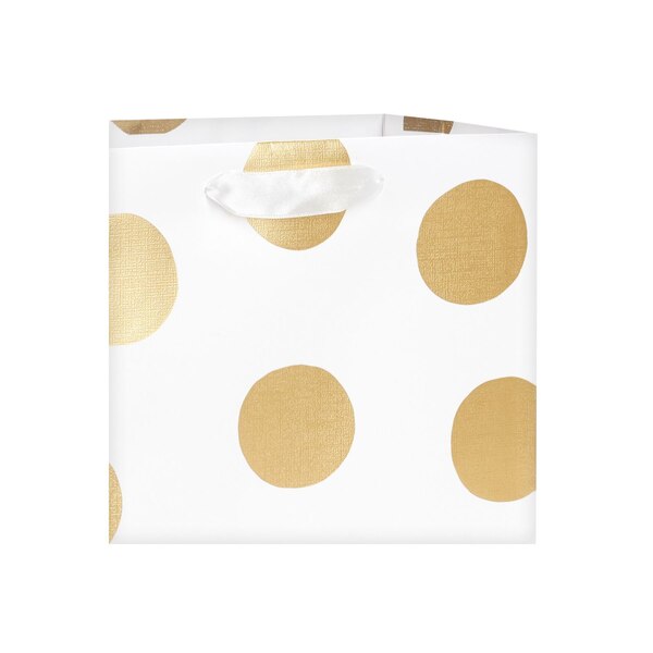 Hallmark Medium Gift Bag (Metallic Gold Dots on White)