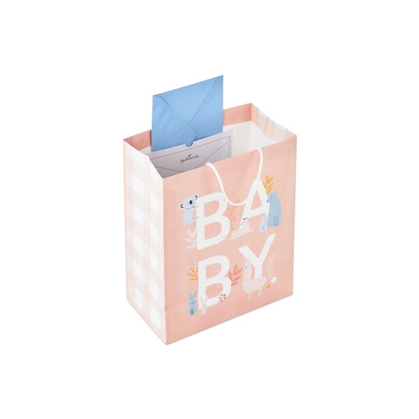Hallmark Large Gift Bag (Baby Lettering With Animals on Pink)