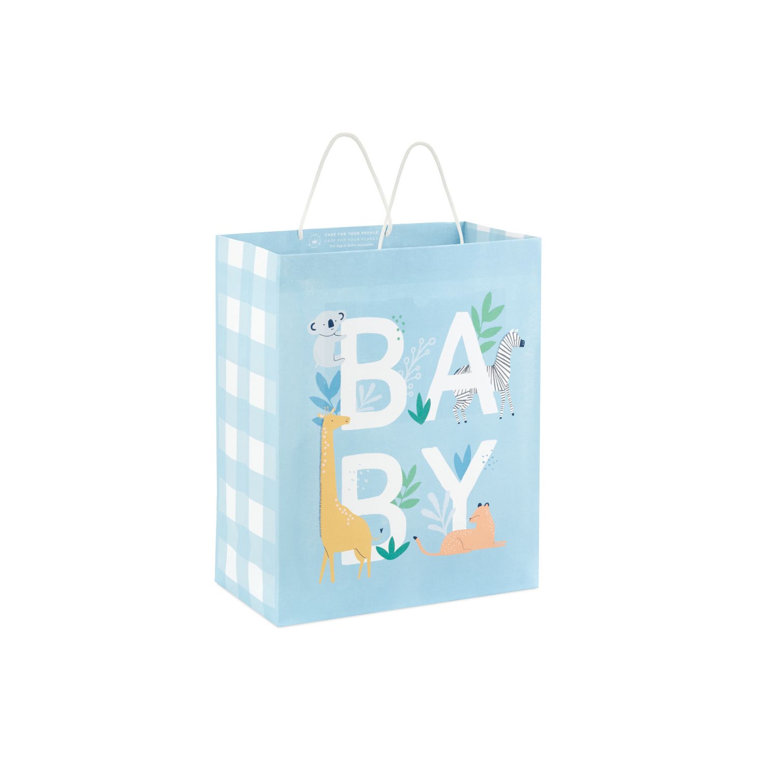 Hallmark Large Gift Bag (Baby Lettering With Animals on Blue)