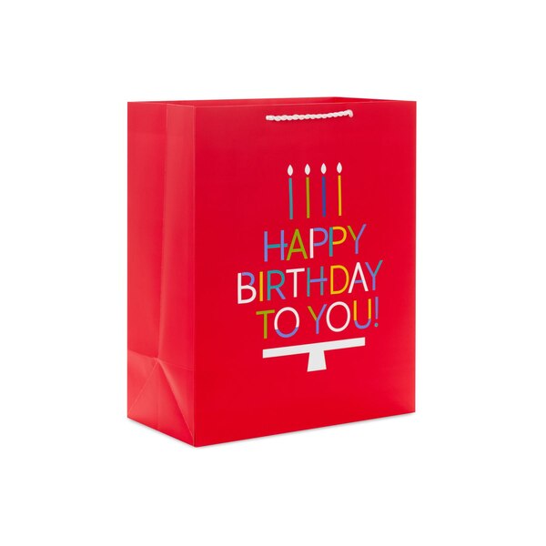 Hallmark Large Birthday Gift Bag (Colorful Lettering With Candles on Red)