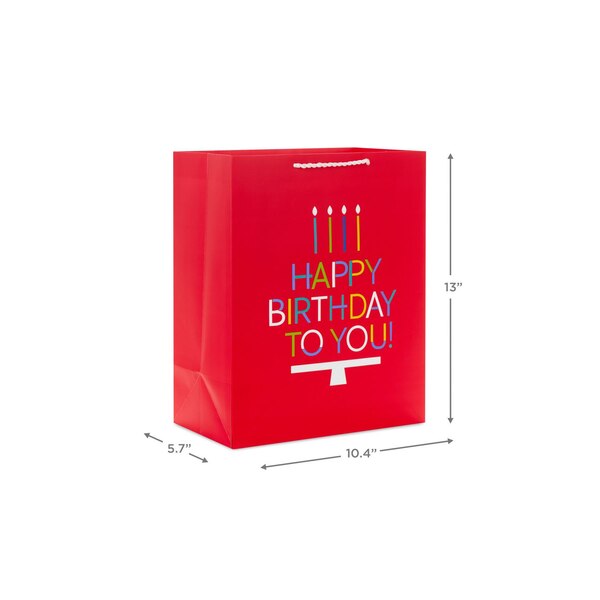 Hallmark Large Birthday Gift Bag (Colorful Lettering With Candles on Red)