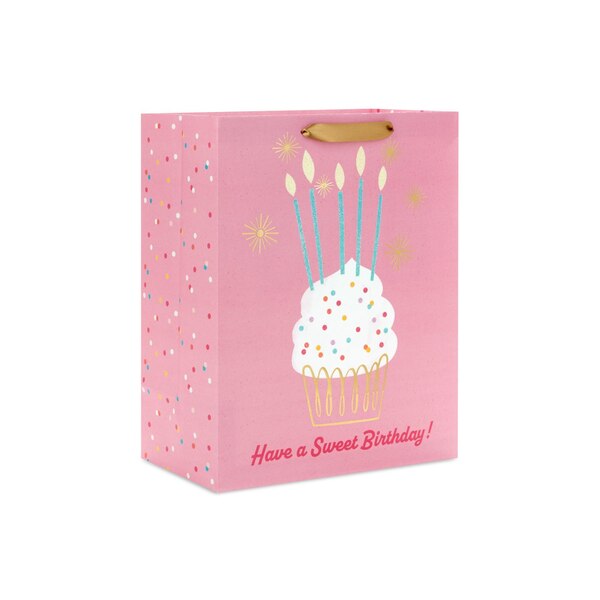 Hallmark Large Birthday Gift Bag (Cupcake With Candles on Pink)