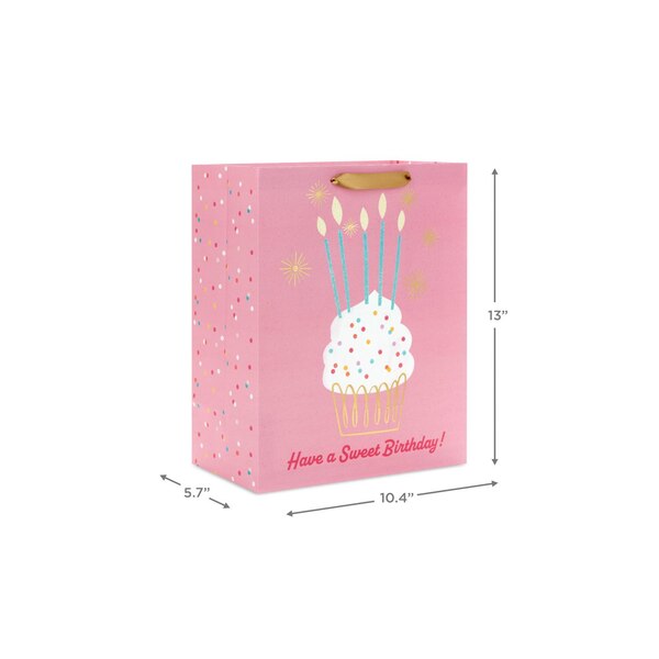 Hallmark Large Birthday Gift Bag (Cupcake With Candles on Pink)