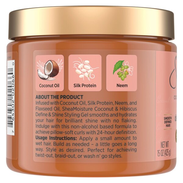 SheaMoisture Coconut & Hibiscus Defining Styling Gel, 15 OZ