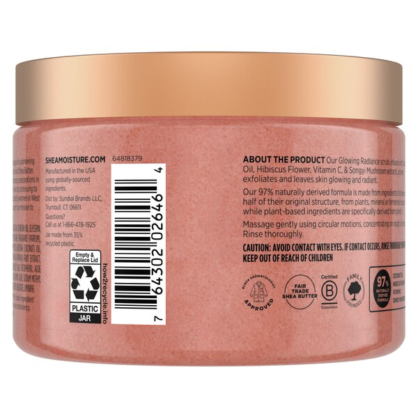SheaMoisture Coconut & Hibiscus Glow On Body Scrub, 12 OZ