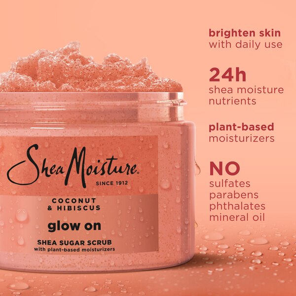 SheaMoisture Coconut & Hibiscus Glow On Body Scrub, 12 OZ