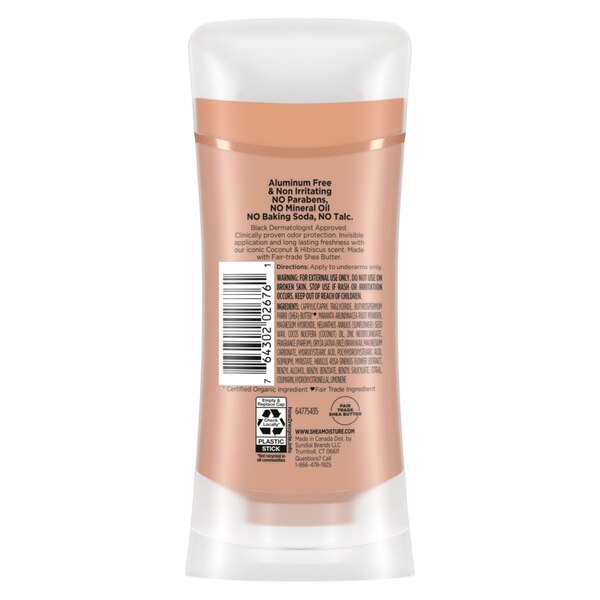 SheaMoisture Deodorant Stick Coconut & Hibiscus, 2.6 OZ