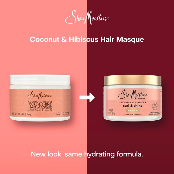 SheaMoisture Coconut & Hibiscus Curl Shine Hair Mask, 12 OZ