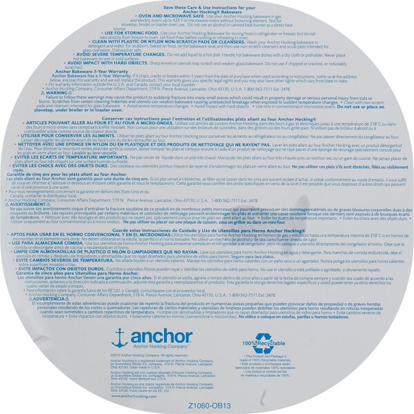 Anchor Hocking Glass Pie Plate
