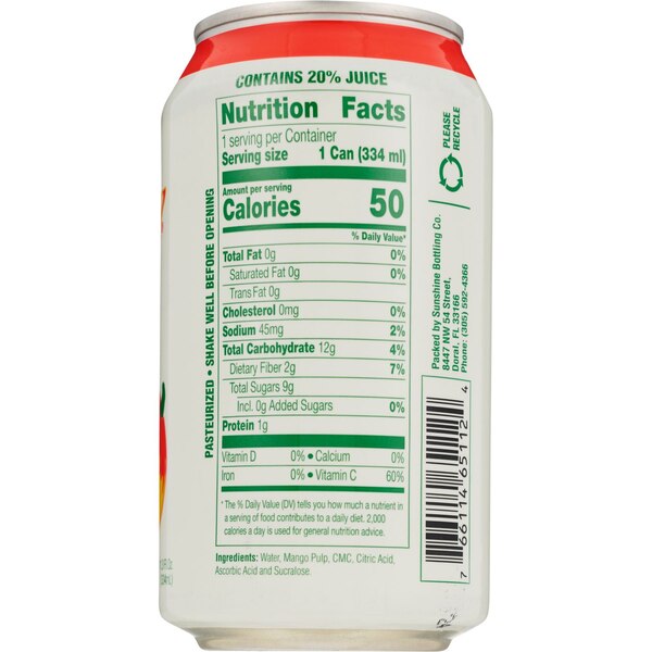 Sunchy Mango Nectar Lite, 11.8 OZ