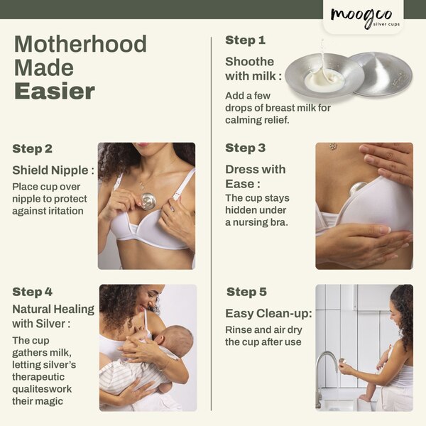 Moogco 999 Silver Nursing Cups for Mothers, 2 CT