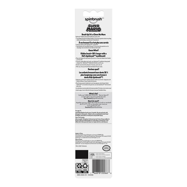 Spinbrush Kids Electric Toothbrush, Mario 