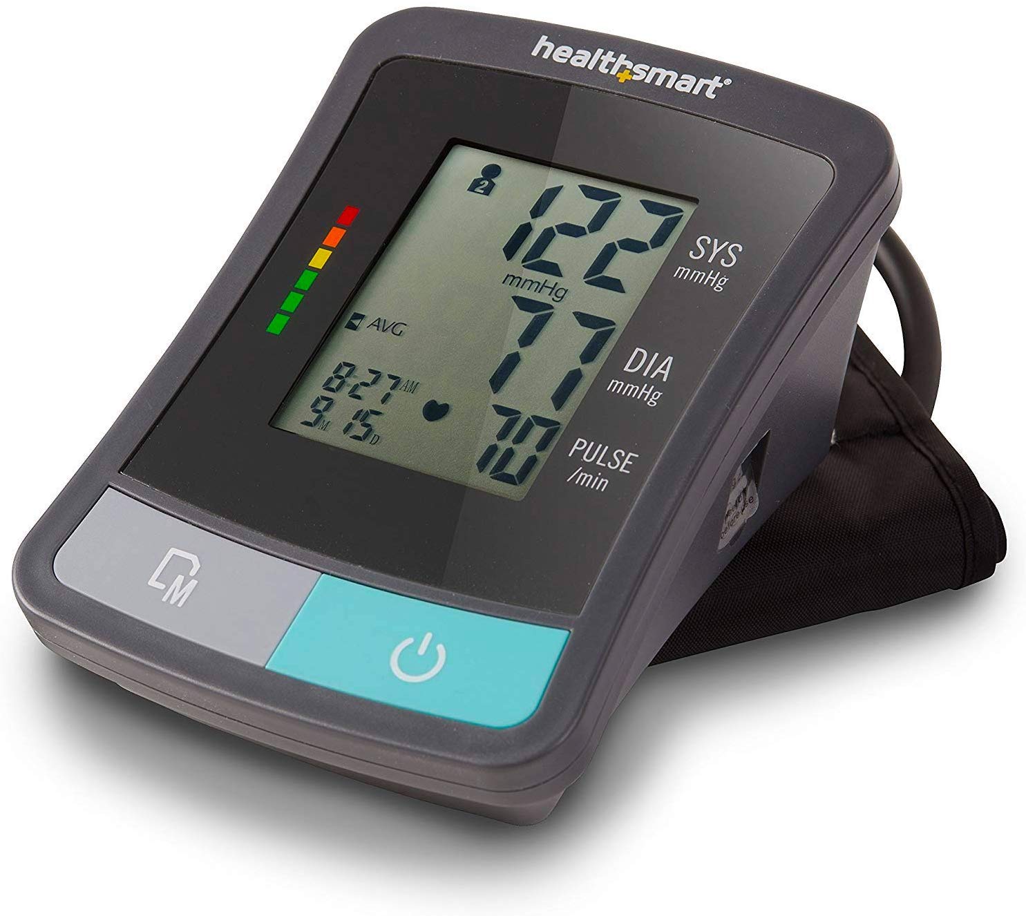 HealthSmart Standard Series - Tensiómetro digital automático para usar en la parte superior del brazo, negro y gris