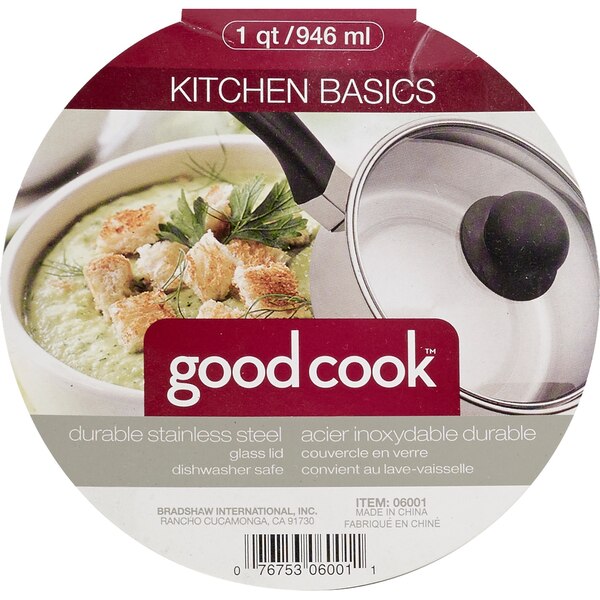 GoodCook Kitchen Basics Stainless Steel Saucepan with Glass Lid