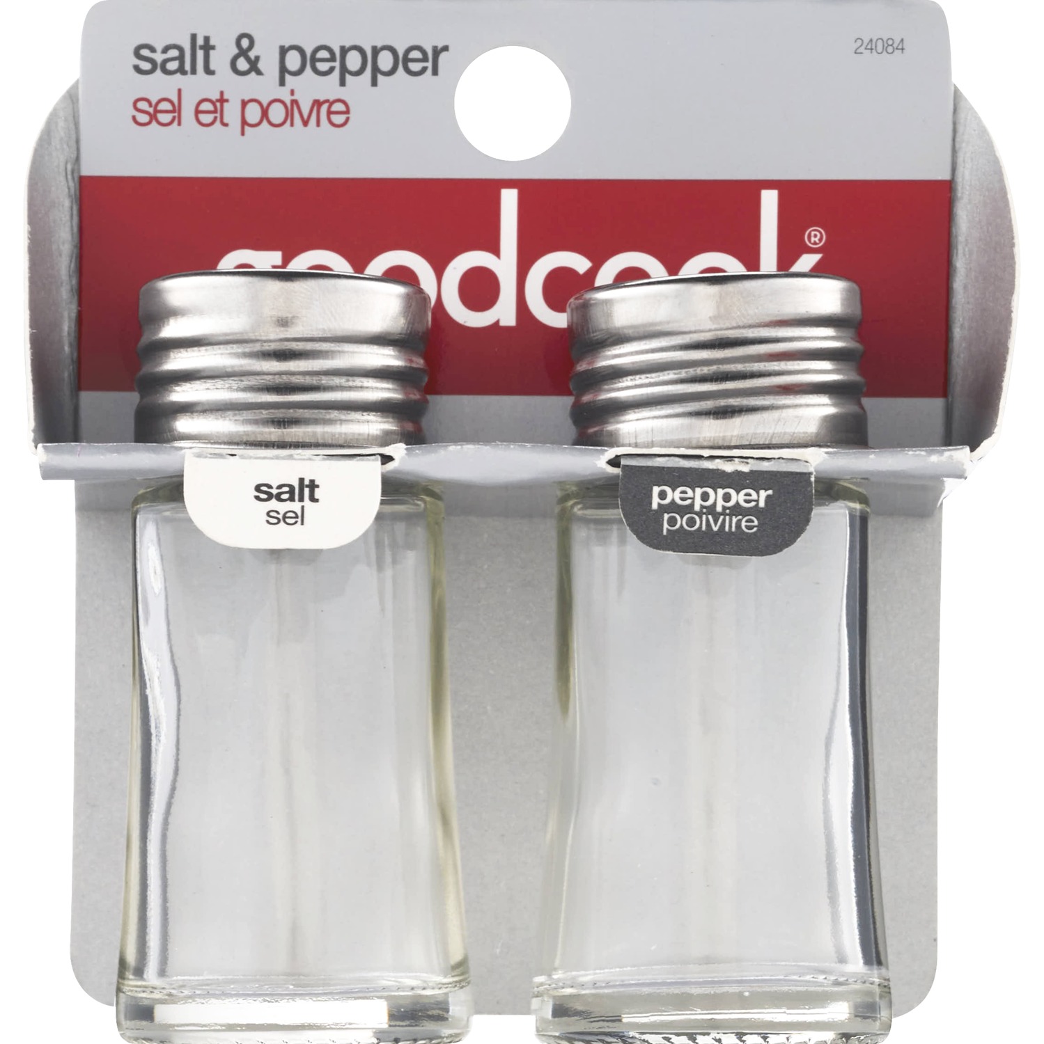 GoodCook Salt & Pepper Set Genuine Glass with Stainless Steel Caps