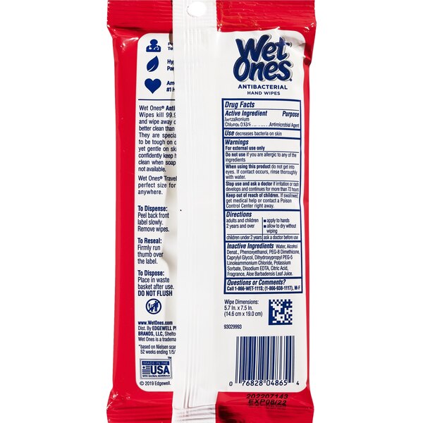Wet Ones Antibacterial Hand Wipes Fresh Scent, 20CT