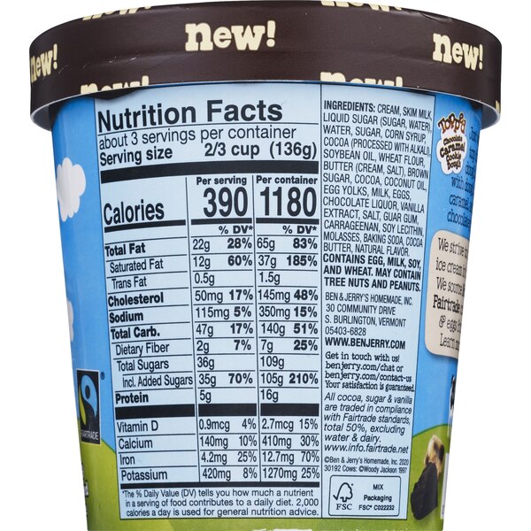Ben & Jerry's Non-GMO Chocolate Caramel Cookie Dough Topped Ice Cream, 15.2 oz