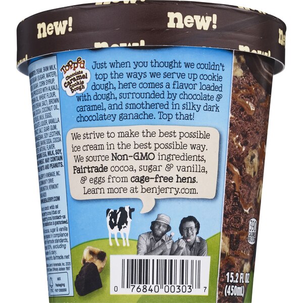 Ben & Jerry's Non-GMO Chocolate Caramel Cookie Dough Topped Ice Cream, 15.2 oz