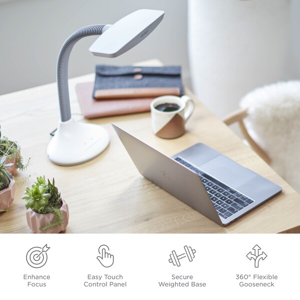 Verilux SmartLight Full Spectrum LED Desk Lamp with Adjustable Brightness