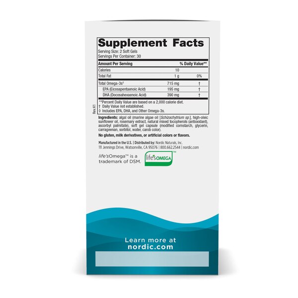Nordic Naturals Algae Omega Softgels, 60 CT