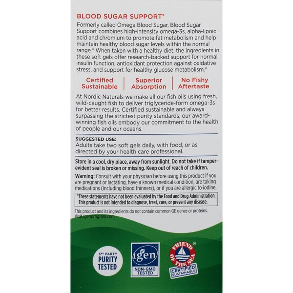 Nordic Naturals Blood Sugar Support, 60 CT