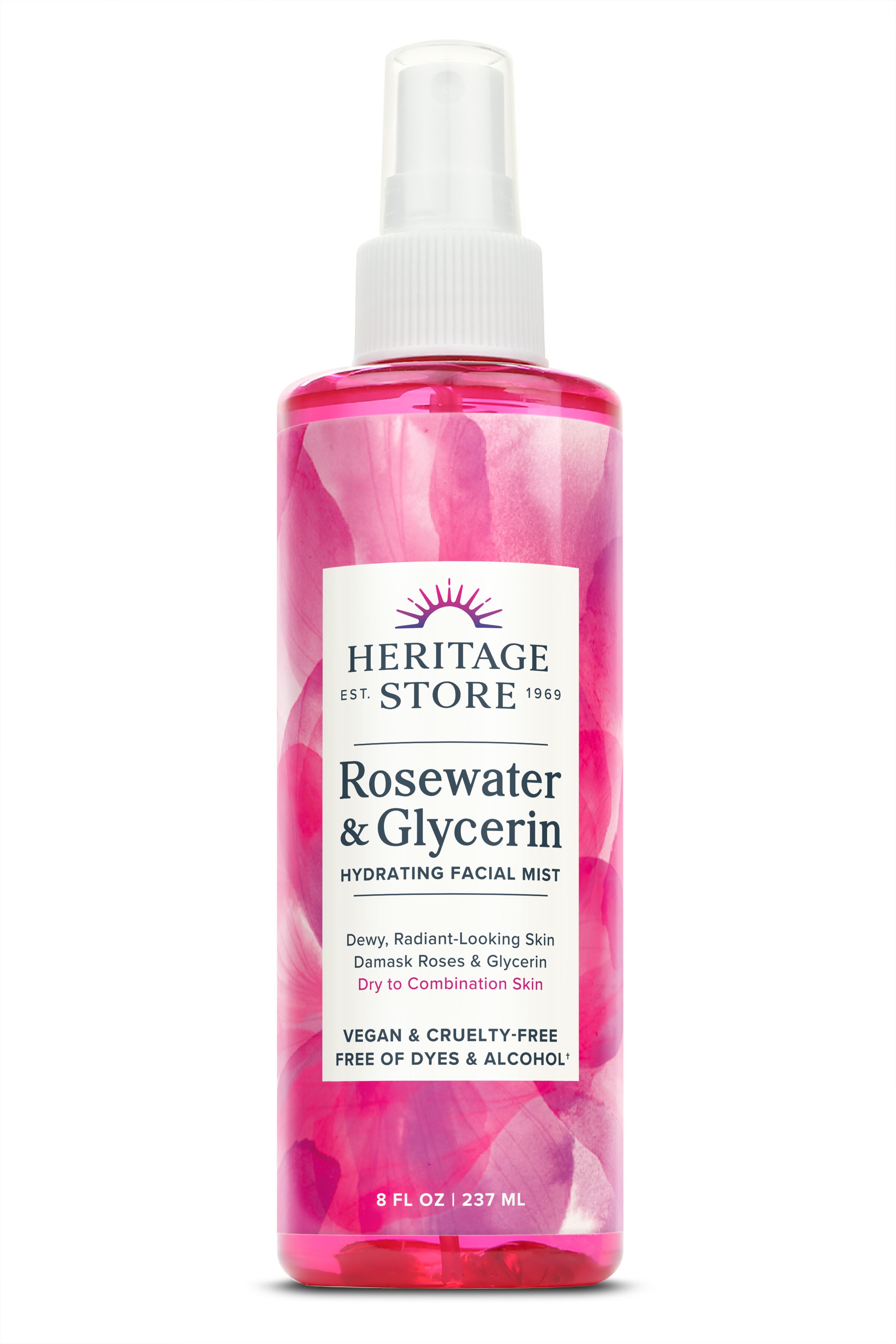 Heritage Store Rosewater & Glycerin Hydrating Facial Mist, 8 OZ