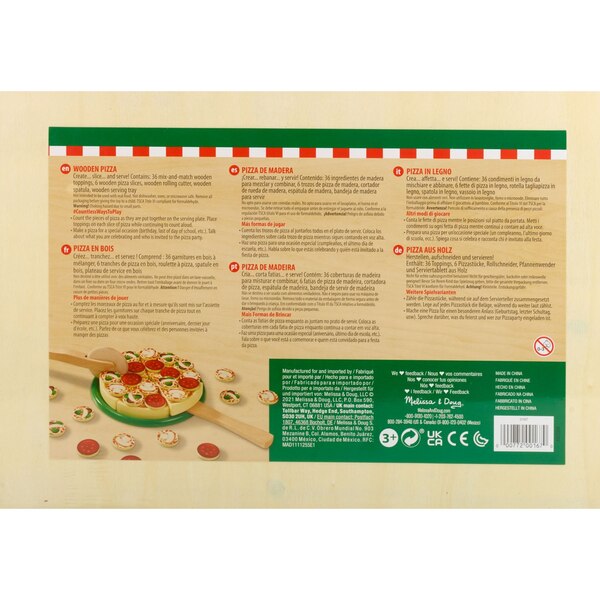 Melissa & Doug Wooden Pizza Party Play Food Set With 36 Toppings