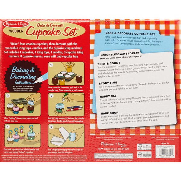 Melissa & Doug Wooden Bake & Decorate Cupcake Play Set