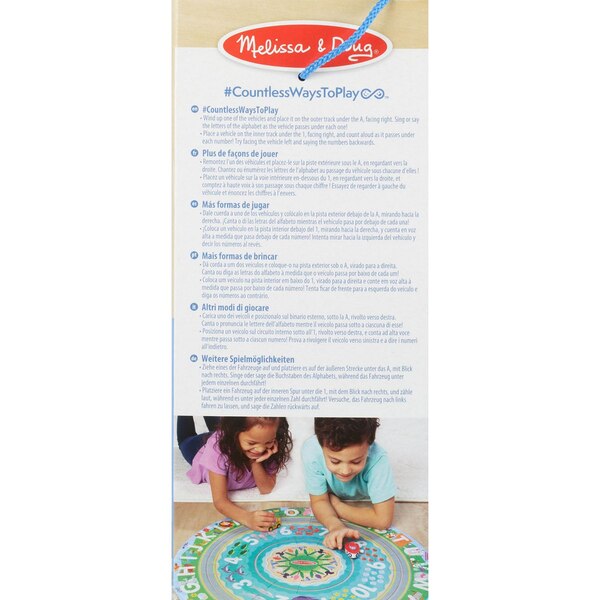 Melissa & Doug Round the Shore Tracks Cardboard Jigsaw Floor Puzzle and Wind-Up Vehicles, 48 Pieces