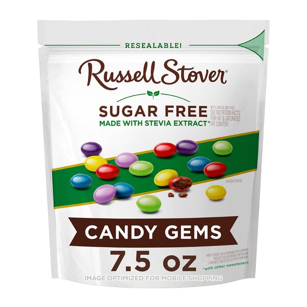Russell Stover, Sugar Free Chocolate Candy Gems, 7.5 Oz