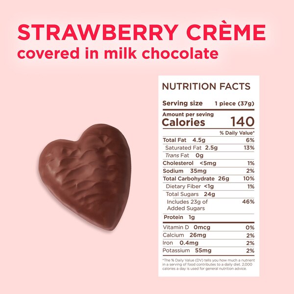 Russell Stover, Valentine's Day Milk Chocolate Strawberry Crème Heart, 1.3 oz