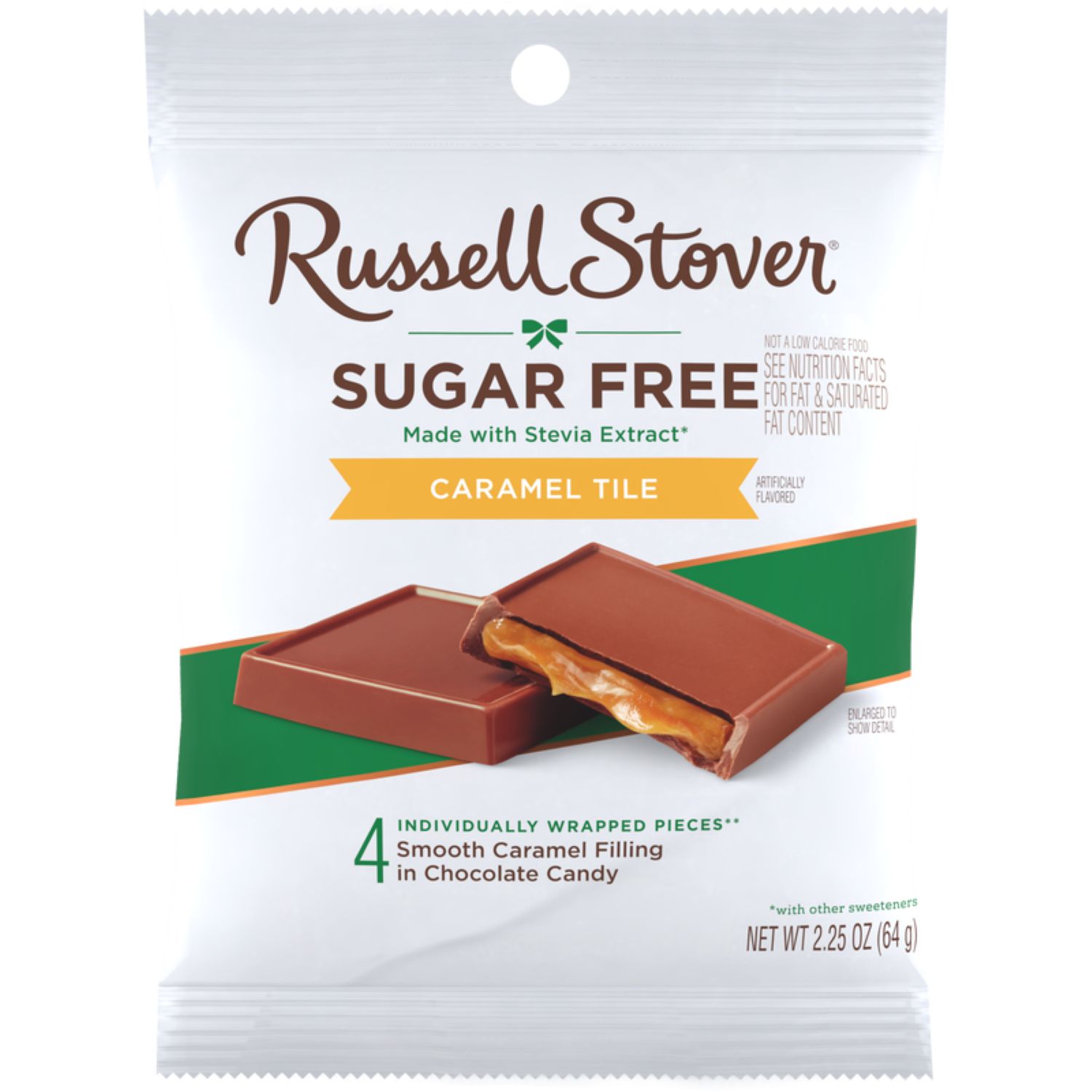 Russell Stover, Sugar Free, Caramel Tiles Chocolate Candy, 2.25 oz