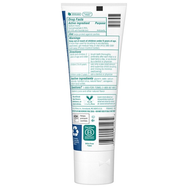 Tom's of Maine Children's Fluoride Toothpaste, Silly Strawberry