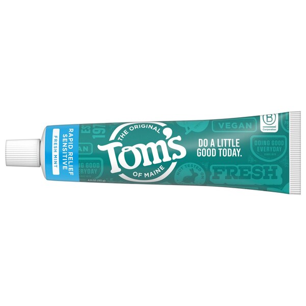 Tom's Of Maine Rapid Relief Sensitive Natural Fluoride-Free Toothpaste, Fresh Mint, 4 OZ