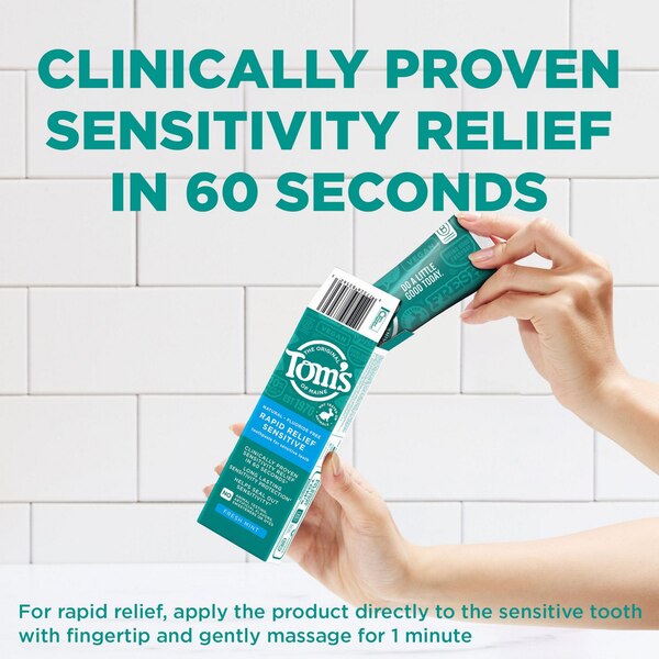 Tom's Of Maine Rapid Relief Sensitive Natural Fluoride-Free Toothpaste, Fresh Mint, 4 OZ