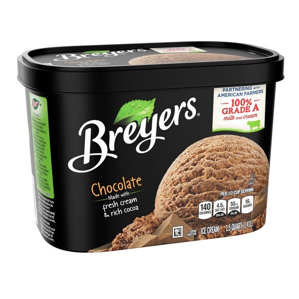 Breyers Ice Cream, Chocolate Made with Fresh Cream & Rich Cocoa, 48 OZ