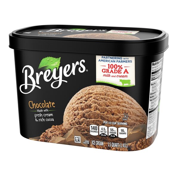 Breyers Ice Cream, Chocolate Made with Fresh Cream & Rich Cocoa, 48 OZ
