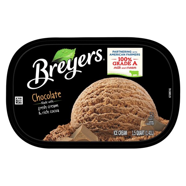 Breyers Ice Cream, Chocolate Made with Fresh Cream & Rich Cocoa, 48 OZ