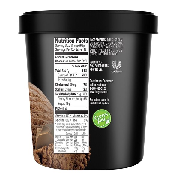 Breyers Ice Cream, Chocolate Made with Fresh Cream & Rich Cocoa, 48 OZ