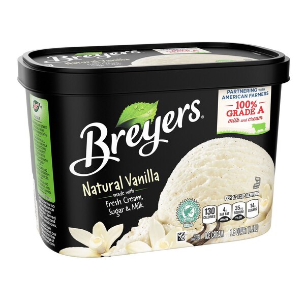 Breyers Ice Cream Natural Vanilla 100% Grade A Milk & Cream, 48 OZ